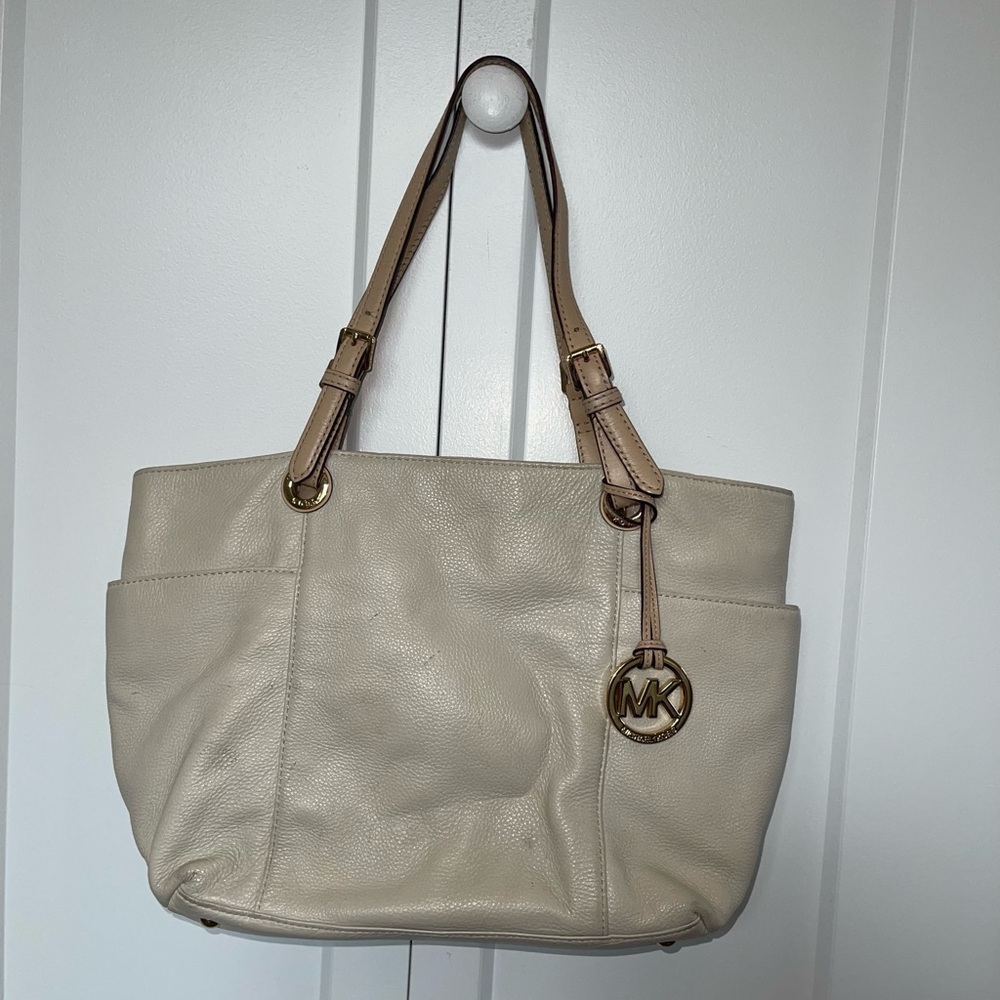 Michael Kors Cream Leather Tote Bag